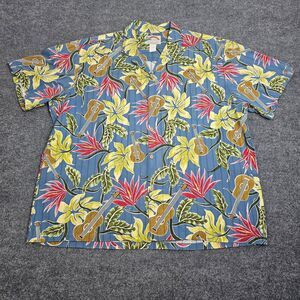 Vintage Paradise Found Hawaiian Shirt Mens 2XL Guitars Floral Made In Hawaii